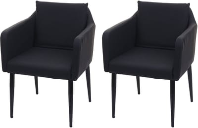 Set van 2 eetkamerstoelen MCW-H93, keukenstoel fauteuil stoel ~ kunstleer zwart