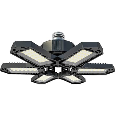 LED Garage Verlichting-Mini Plafondverlichting met 6 Verstelbare Panelen Vervormbare Ventilatorlamp Plafond 100-265V 1pc 6 panel zwart