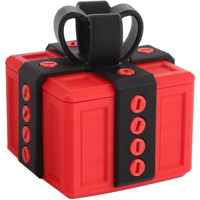 Vervelende Cadeaudoos met Schroeven Nieuwigheid Grappige 3D Geprinte Cadeaudoos voor het Opbergen van Speelgoed Vakantie rood zwarte kleur