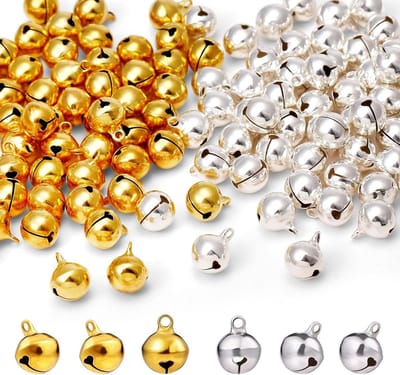 120 Stuks Vintage Belletjes voor Ambachten, Goud en Zilver, Decoratie voor Kerst, Feest en Cadeaus, 12mm