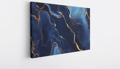 Saammp Canvas Schilderij - Marmer - Vloeibaar - Blauw - Abstract kunstwerk - 30x20 - Foto op canvas - Wanddecoratie - Muurdecoratie Woonkamer - Slaapkamer decoratie - Canvas Print