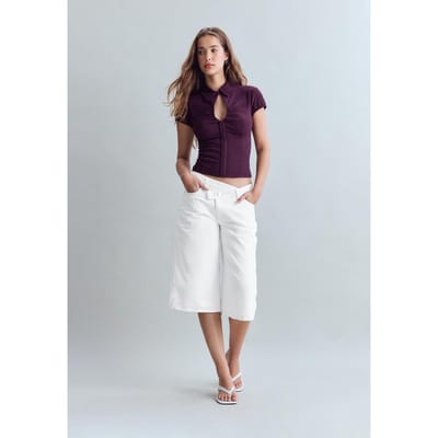 Stradivarius Getailleerd overhemd met cut-out  Purper XS