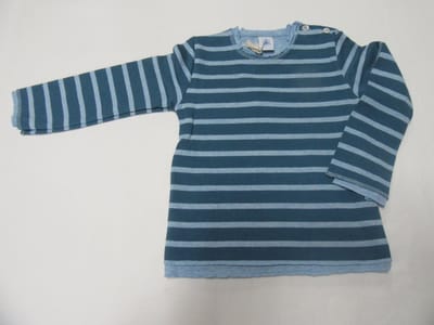 petit bateau , unie , trui , streep , groen/turquoise , gevoer , 2 jaar 86