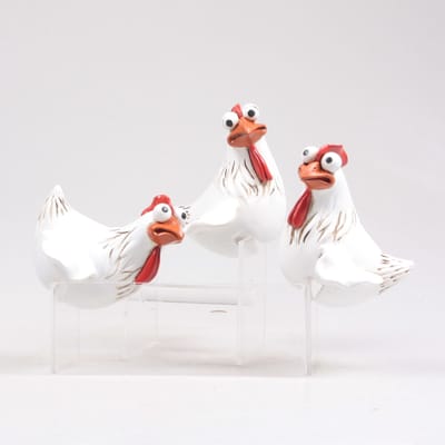 Farmwood set van 3 schuttingkippen Frits | 11 x 9 x 13 cm | Polyresin