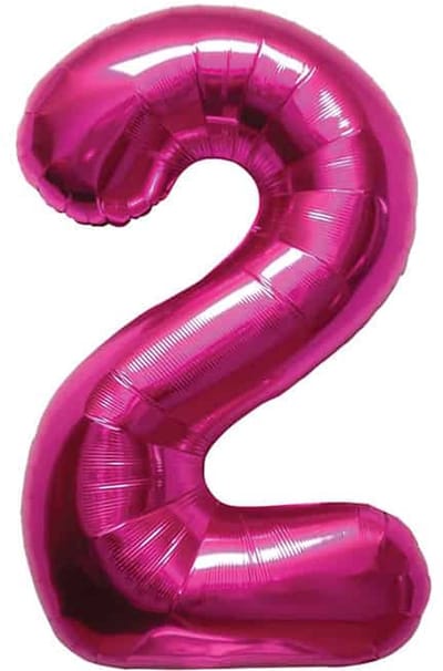 Folat - Folieballon Cijfer 2 Magenta - 86 cm
