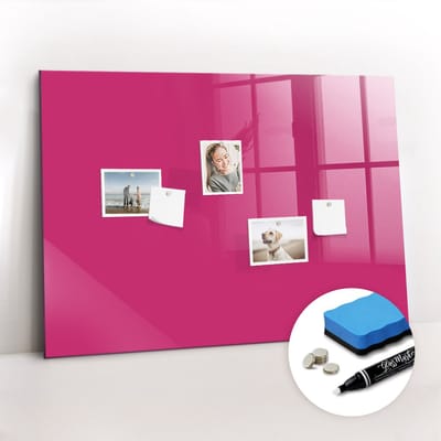 Tulup Whitebord - Kleur Magenta Magneetbord - 100 cm x 70 cm - Magneetbord Foto - Design Memobord - Magneetbord Muur - Ideeënbord Thuiswerkplek - Inclusief Gratis Magneten & Marker & Spons - Magnet Board - Magnetisch Memobord