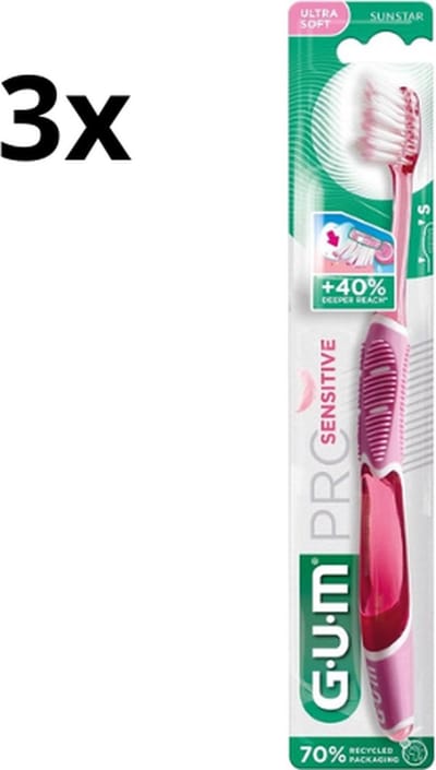 3x GUM Tandenborstel Pro Sensitive Ultra Soft - Voordeelverpakking