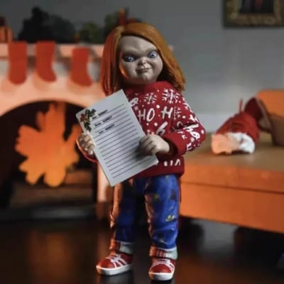 12CM Figuur Kerst Chucky Kerstversie Editie Actiefiguur Model Speelgoed Decoratie Verjaardagscadeau Vriend gray