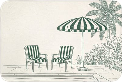 Badmat 90x60 cm - Antislip - Terras - Illustratie - Groen - Badmatten voor badkamer - Badkamermat - Douchemat - Badkamer mat