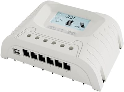 Zonne Laadregelaar - Solar Controller PWM - Accu Beheer - Automatische Spanningsherkenning - 20 x 13 x 6 cm - Zwart