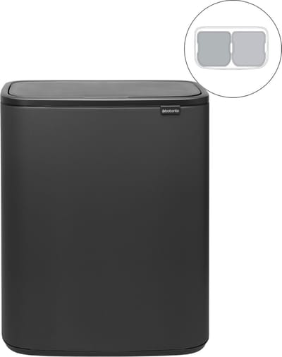 Brabantia Bo Touch Bin Prullenbak - 2 x 30 liter - Afvalscheiding - Mineral Infinite Grey