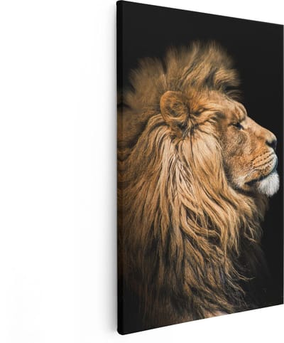 Artaza Canvas Schilderij Leeuw - 80x120 cm - Groot - Wanddecoratie Dierenkop - Muurdecoratie Dieren - Schilderijen Op Canvas Woonkamer