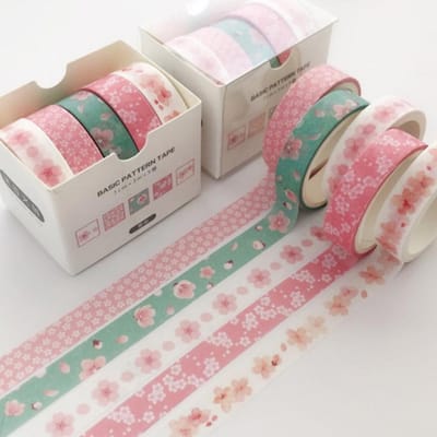 5 Stuks Sakura Washi Tape Set Basis Decoratieve Plakband Journal Benodigdheden Washitape Kantoorartikelen Scrapbooking Schattige Masking Tape