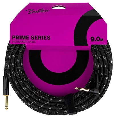 Boston GCRB-90A Prime Series Black Tweed Gitaarkabel Recht-Haaks 9 Meter