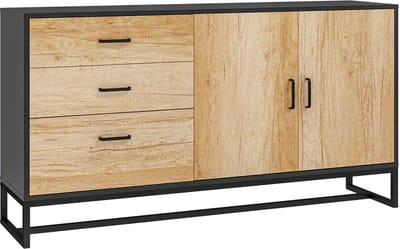 HOMCOM Dressoir - Spaanplaat - 140x35x75cm - Natuurlijk hout