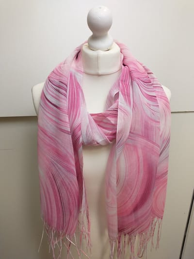 Lange dames sjaal Laura-fantasiemotief-fuchsia wit roze candy licht parel grijs bordeaux rood