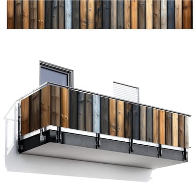 Balkonscherm 500x75 cm - Balkonposter Hout - Planken - Gemengd - Balkon scherm decoratie - Balkonschermen - Balkondoek zonnescherm