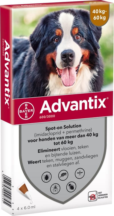 Bayer Advantix Vlooien & Teken Pipetten - Hond 40+ kg - 4 stuks
