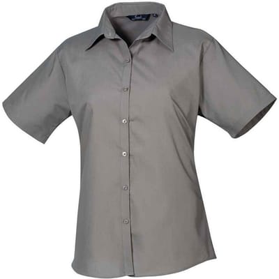 Premier Dames/Dames Popeline Blouse met Korte Mouwen (Donkergrijs)
