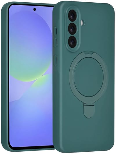 Backcover Hoesje Geschikt voor: Samsung Galaxy A36 Volledig Dekkende Schokbestendige Siliconen Backcover met Ringstandaard – 360° Bescherming - DonkerGroen