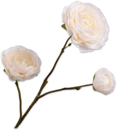 Silk-ka Kunstbloem-Zijden Bloem Ranonkel Tak Creme 46 cm