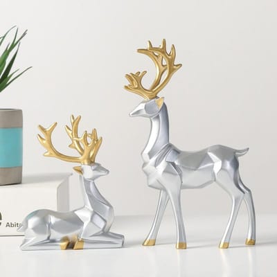 Moderne origami eland ornamenten in Scandinavische stijl woonkamer tv-meubel wijnkast verhuizen housewarming zilver