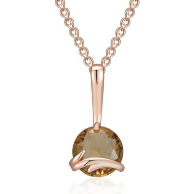 Simple Collier Pendentif Couleur Or Rose Pour Femmes Mode Zircon Naturel Marron Haute Qualité Bijoux de Mariée beige