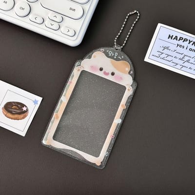 Transparante Glitter Schattige Dieren Cartoon 3-inch PVC Meisje Hart Kaarthouder Kleine Kaart Willekeurige Kaart Opbergkaarthouder hamster