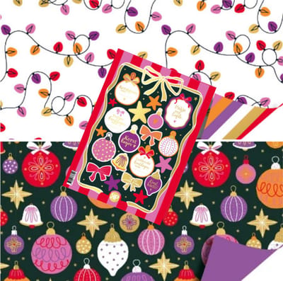Het Inpakhuis - Inpakpapier Set 2 Rollen + Stickervel - Cadeaupapier - Kadopapier - Kerst - 50cm x 3m - Inpakset - Kerstcadeau - Kerstdiner - Kerstboom