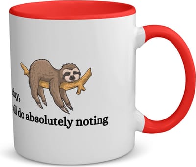 Akyol - today i will do absolutely nothing koffiemok - theemok - rood - Quotes - mensen die houden van quotes en niks doen - ik ga lekker niks doen - quotes - verjaardagscadeau - verjaardag - cadeau - kado - geschenk - gift - 350 ML inhoud