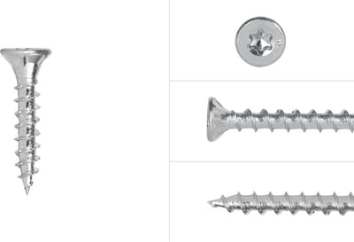Wovar Spaanplaatschroeven Verzinkt 4 x 20 mm Torx 20 Voldraad | Doos 200 Stuks