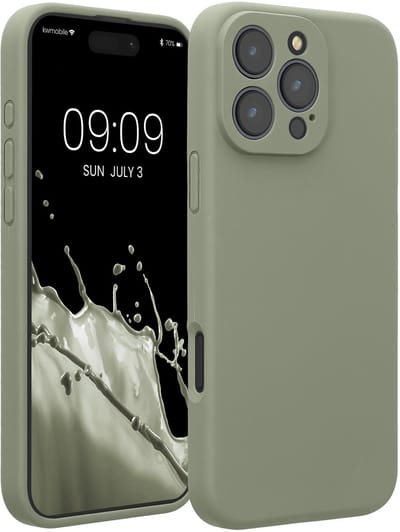 kwmobile telefoonhoesje geschikt voor Apple iPhone 16 Pro Max - TPU backcover met siliconen coating - Smartphone case in grijsgroen