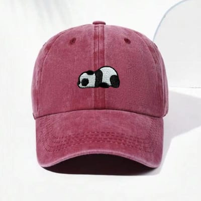 Casquette de Baseball Vintage Usée Unisexe Velours côtelé Casquettes Papa Broderie Panda Coton Lavé Décontracté Sports d'extérieur Snapback Chapeau de Soleil gray