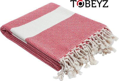 Tobeyz Baddoek Rood | 100 x 180 cm | - Hamamdoek - Hamam Handdoek - Spahanddoek - Saunadoek - Rood
