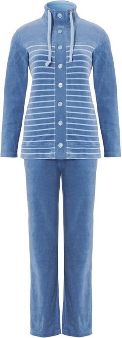Huispak Pastunette - Cozy Stripes - Velour - Blauw - Maat 50