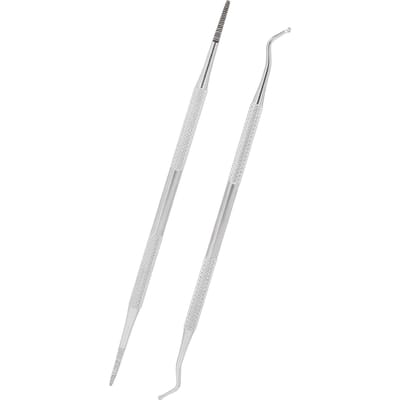 Lot de 2 outils pour ongles incarnés en acier inoxydable, cure-ongles à double extrémité, lime à ongles, outils de nettoyage des ongles white