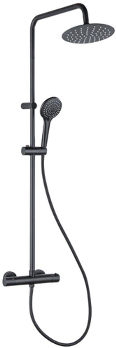 FugaFlow Efficiente Sobrado regendoucheset met thermostaat hoofddouche 20cm handdouche 3 standen zwart
