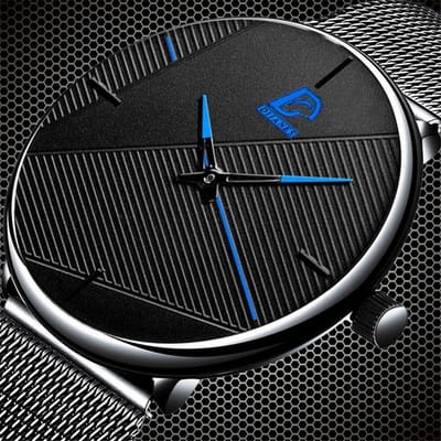 POWERZ ® Design horloge zwart rond plat