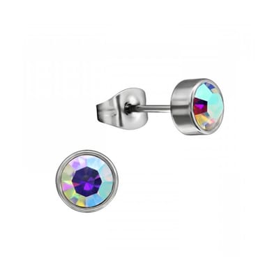 Aramat Jewels | Oorbellen | AB multikleur kristal oorstekers – 5mm zilver RVS | | | |5mm | Staal | Kinderen, Volwassenen | Verkleurd niet