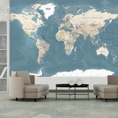 200cm X 140cm - Fotobehang - Vintage World Map, premium print vliesbehang