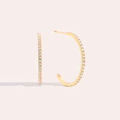Bijoutheek Oorknoppen Halve Hoop Zirconia Steentjes Fijn Goudkleurig