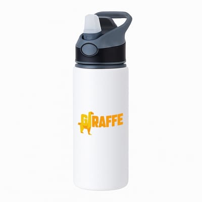 Hacebo® - giraffe logo geel waterfles met rietje zwart - Giraffe - dieren liefhebber - iemand die houdt van giraffen - verjaardag - cadeau - kado - geschenk - water fles - 650ML