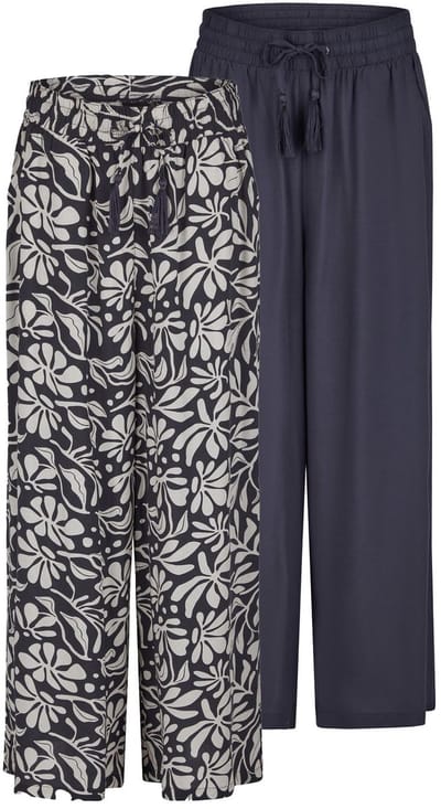 DENIMFY Dames Chino Broek DFKate 2 Pack comfort/relaxed Veelkleurig S Volwassenen Palazzo Broek - Zomerbroek