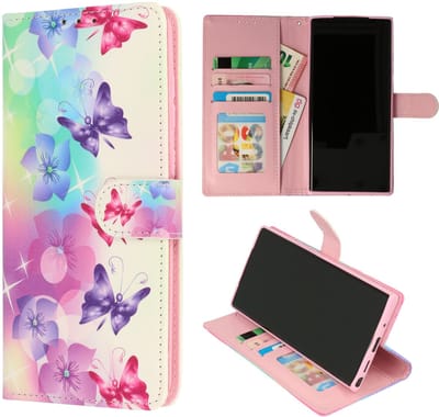 Casemania Hoesje met Print Geschikt voor Apple iPhone 16e - Bloemen & Vlinders - Portemonnee Book Case