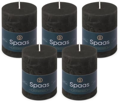 Spaas Rustieke Stompkaarsen - Zwart - 70/95mm - circa 35 uur - 5 kaarsen