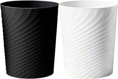 Set van 2 Kleine Prullenbakken voor Badkamer, Slaapkamer of Kantoor (Zwart & Wit)
