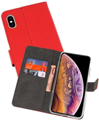 Booktype Telefoonhoesjes - Bookcase Hoesje - Wallet Case - Geschikt voor iPhone XS Max - Rood
