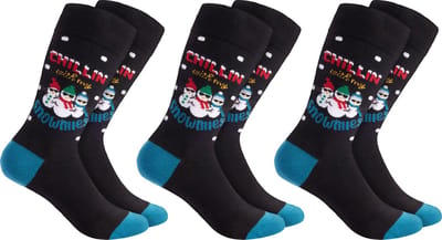 BRUBAKER 3 Paar Kerstsokken voor Heren en Dames - Chillin with my Snowmies - Katoenen Kerstsokken - Maat 35-40