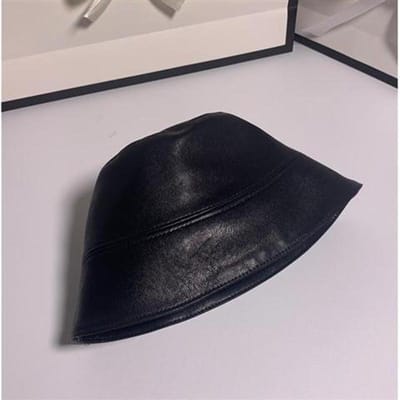 Chapeau bob en similicuir pour femme, réversible, en PU et coton, résistant au soleil, tendance, imperméable, pour l'automne noir