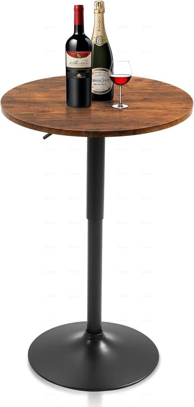 Ronde Bartafel Verstelbaar Hoogte - Diner- & Bistrotafel met Stevig Zwart Metalen Onderstel